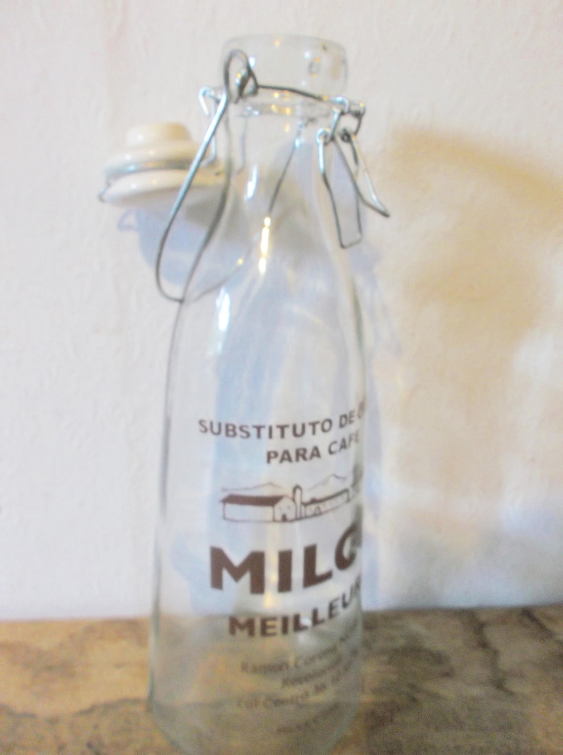 Vintage Spanish Glass Milk Bottle Etsy