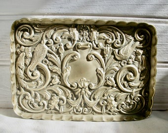 Antique Art Nouveau English Silver Repousse Tray Circa 1904