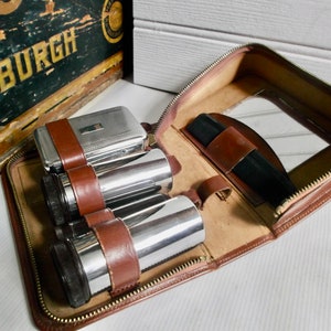 Vintage Mens Art Deco Travel Grooming Toiletries Set English British Dopp Case Circa 1930s
