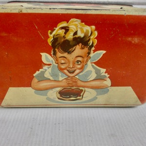 Antike viktorianische Englisch Apple Fruit Spread Tin Box Circa 1900s British Souvenir