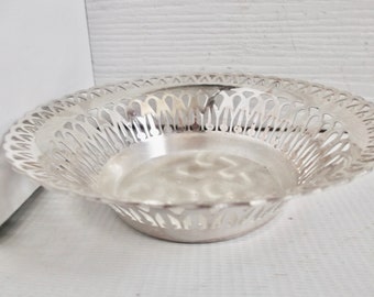 Vintage MCM Ornate Silver Plated Dish 1950s Sweets Candy or Nut Dish