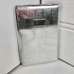 Vintage MCM Silber Chrom Metall Zigarettenetui oder Kartenetui circa 1950er Jahre