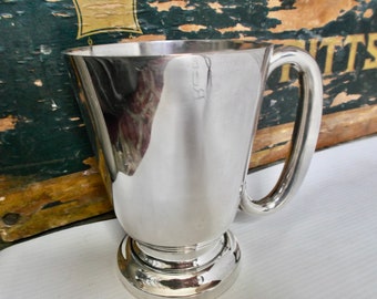 Vintage Silver Metal Tankard Metal Beer Stein Half Pint Size Pub Mug Breweriana