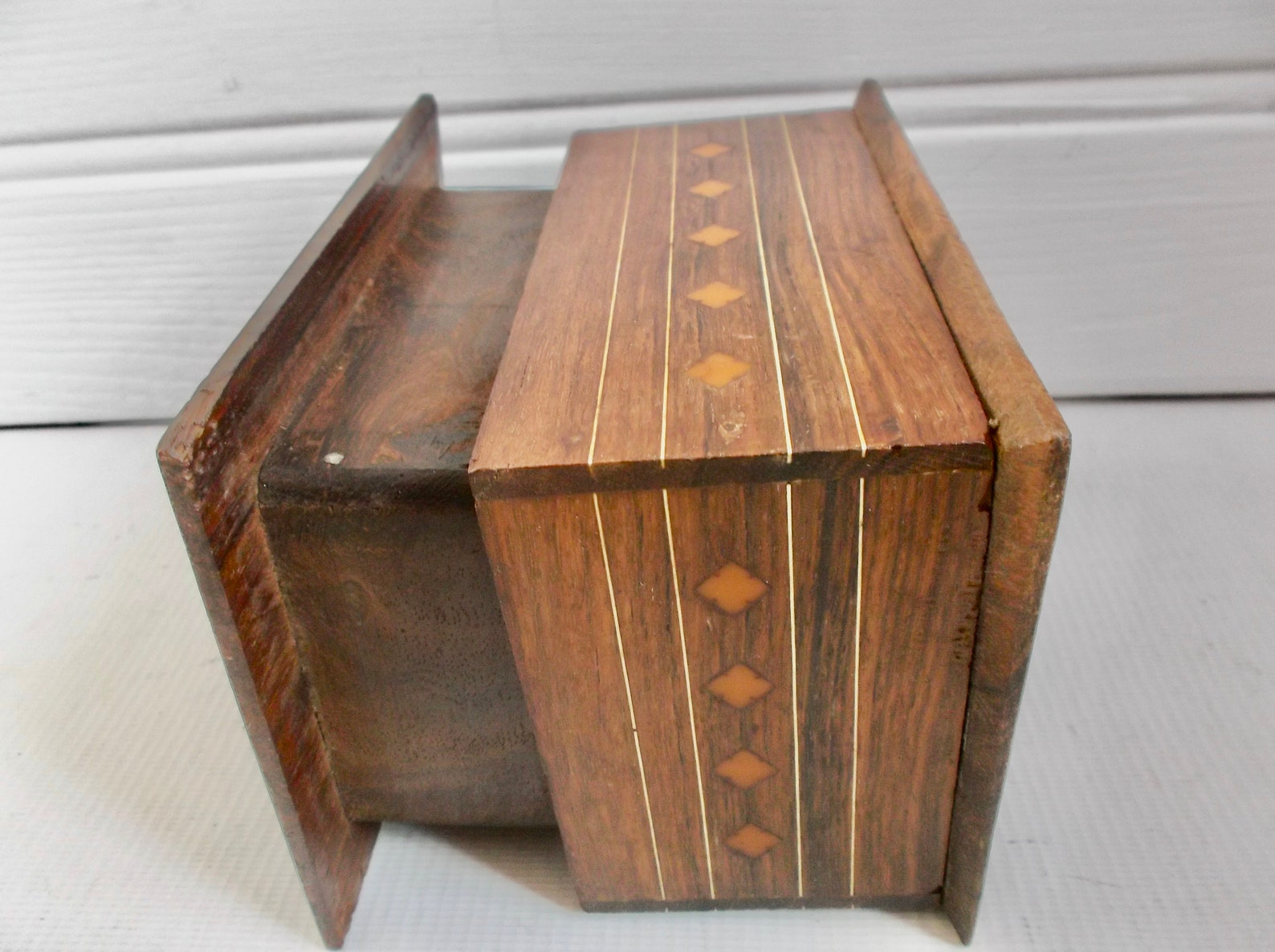 Antique Inlay Wood Cigarette Box Circa 1900s Self Dispensing Etsy