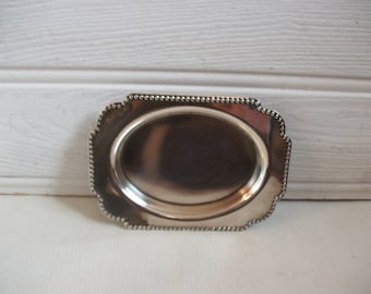 Antique English Silver Plated Pin Dish Tray, Mens Dresser or Desk Tray or Soap Dish