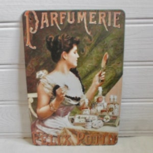 Vintage French Metal Perfume Sign Felix Potin Parfumerie Advertising Sign