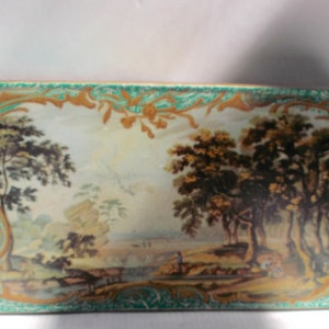 Antique Victorian English Candy, Sweets and Biscuit Writing Box Tin Circa 1900s British Souvenir