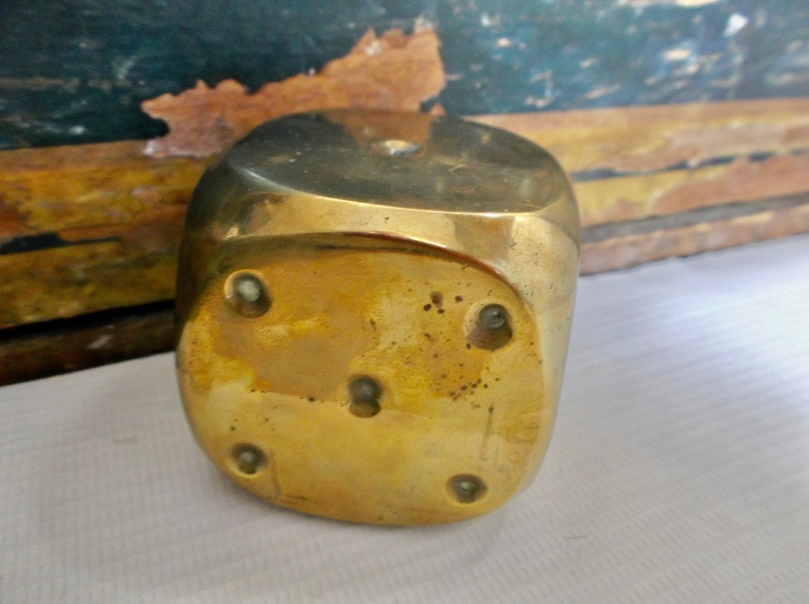 Vintage Brass Dice Paperweight Men's Desk Ornament MCM Etsy