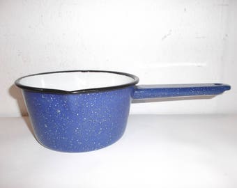 Vintage Blauer Speckleware Kochtopf Emailleware Metallpfanne