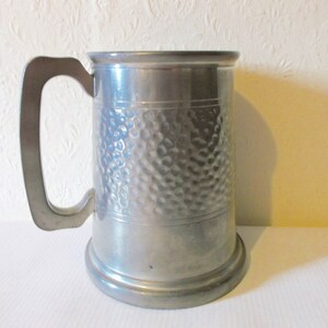 Vintage English Hammered Pewter Stein Metal Tankard Pub Mug