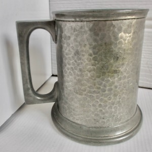 English Hammered Sheffield Pewter Tankard Pub Mug Metal Stein Half Pint