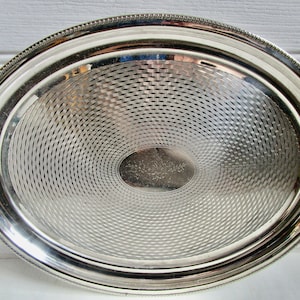Vintage MCM Oval Silver Metal Serving and Dining Tray