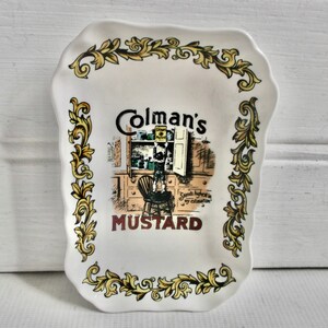 Vintage English Colman&#39;s Mustard Advertising Graphics Collector&#39;s Dish Tray