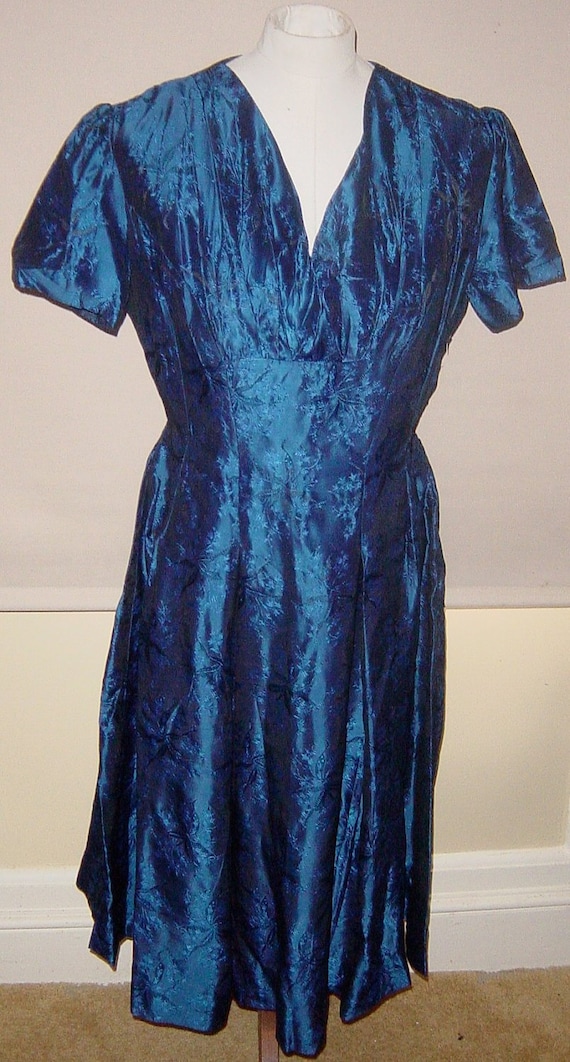 Vintage 1950s Blue Cocktail Dress Royal Sapphire … - image 2