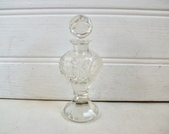 Antique Crystal Glass Perfume Bottle Cologne Bottle Eau de Toilette Bottle Apothecary Jar