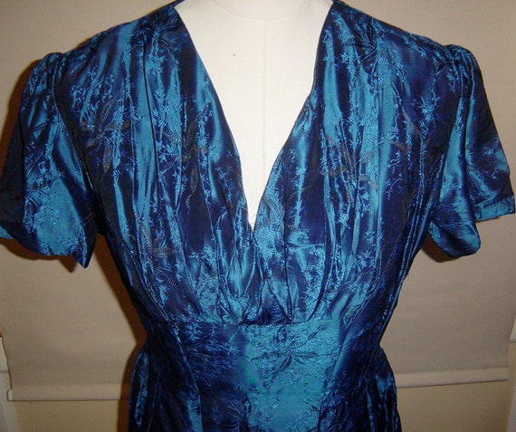 Vintage 1950s Blue Cocktail Dress Royal Sapphire … - image 3