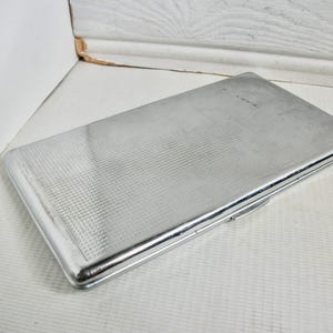 Vintage English MCM Large Chrome Metal Cigarette or Case Business Card Case