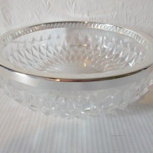 English Vintage MCM Silver and Crystal Glass Bowl Mid Century Modern Dish