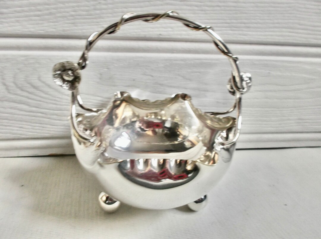 Antique Ornate Silver Metal Basket Wedding or Boudoir Decor Etsy