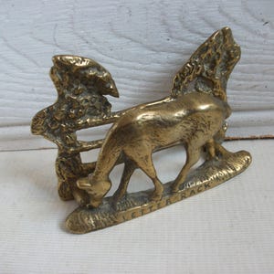 Porta lettere in ottone antico a forma di cavallo, circa 1900, porta tovaglioli in stile rurale