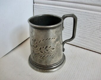 Antique Art Nouveau Ornate Small Silver Cup Tankard Style