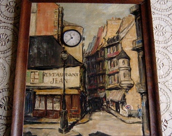 Antique French Painting Original Roy Ward Baker Oil Painting French Street Scene Artist Signed