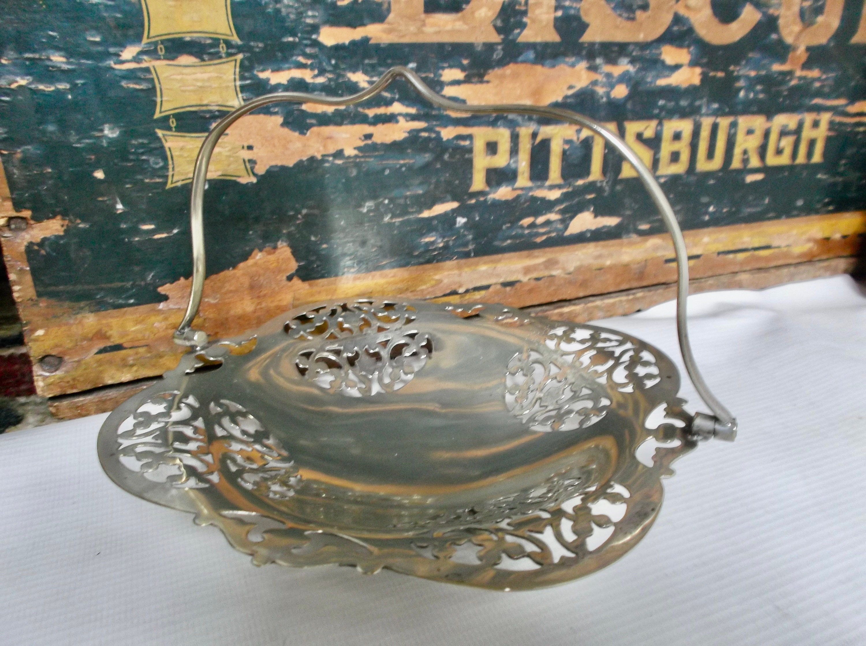 Antique Ornate Silver Metal Basket Wedding or Boudoir Decor Etsy UK