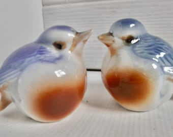 Vintage Mid Century Blue Bird Salt and Pepper Shakers