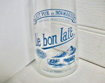 Vintage French Glass Milk Bottle from Normandy France