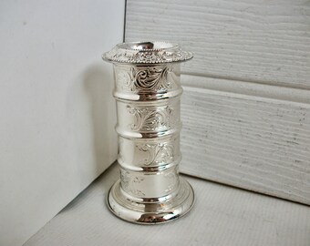 Vintage MCM Silver Candleholder Ornate Candlestick Holder