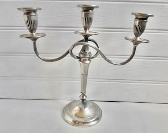 Vintage Silver Three Candle Holder Candelabra English Georgian Royalcore Style Decor