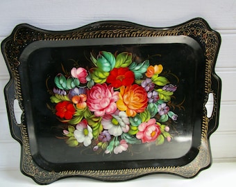 Antique Toleware Serving Tray