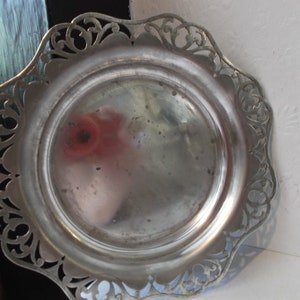 Art Nouveau Ornate Silver Plated Dish English Vintage Tray Circa 1900s