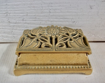 Antique Brass Art Nouveau Floral Desk Box