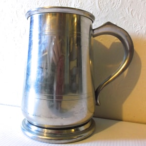 Vintage English Sheffield Pewter Tankard Silver Metal Pub Mug European Stein