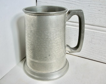Vintage English Sheffield Hammered Metal Pewter Tankard British Souvenir