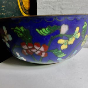 Antique Cloisonne Enamel Flowers Bowl