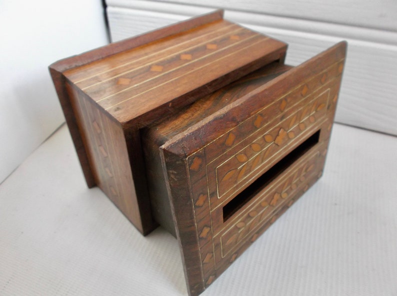 Antique Inlay Wood Cigarette Box Circa 1900s Self Dispensing Etsy