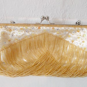 Vintage Gold Beaded Clutch Purse image 1