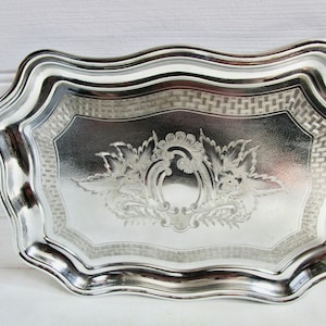 Vintage Englisch MCM Silber Chrom Tablett Circa 1950er Jahre