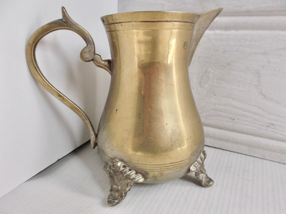 Antique Ornate Brass and Silver Pitcher Metal Jug -  Canada