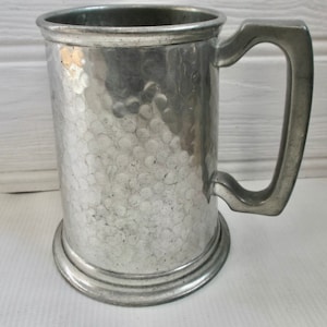 English Hand Hammered Pewter Tankard Vintage Metal Stein Pub Mug Breweriana