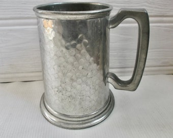 English Hand Hammered Pewter Tankard Vintage Metal Stein Pub Mug Breweriana