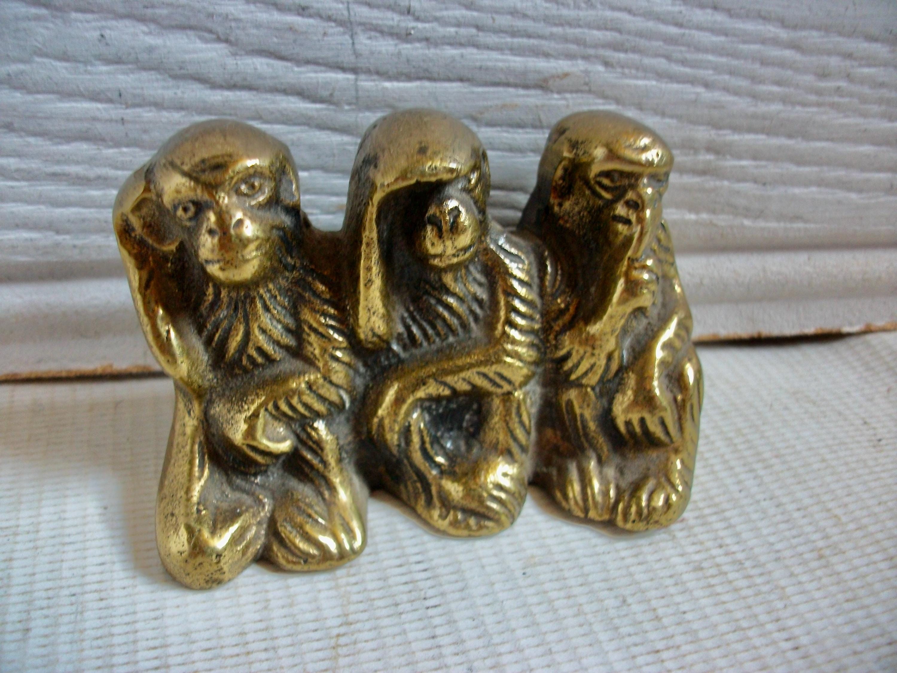 Vintage Brass Three Wise Monkeys Monkey Figurine Statue - Etsy