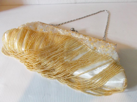 Vintage Gold Beaded Clutch Purse - image 3