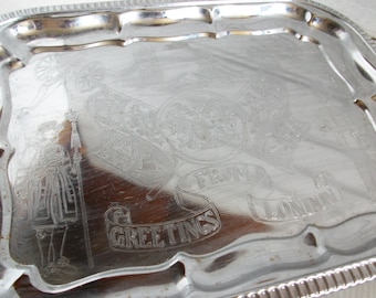 Vintage MCM London Serving Tea Tray Souvenir Greetings from London England