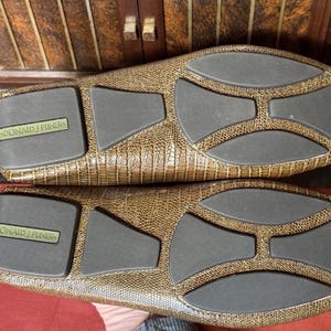 Donald J Pliner Men’s Olive Green Lizard Embossed Leather Penny Loafers Size 7 image 9