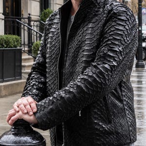 dragon scale crochet pattern Dragon Black Python Men Jacket : Formal and casual snakeskin fashion