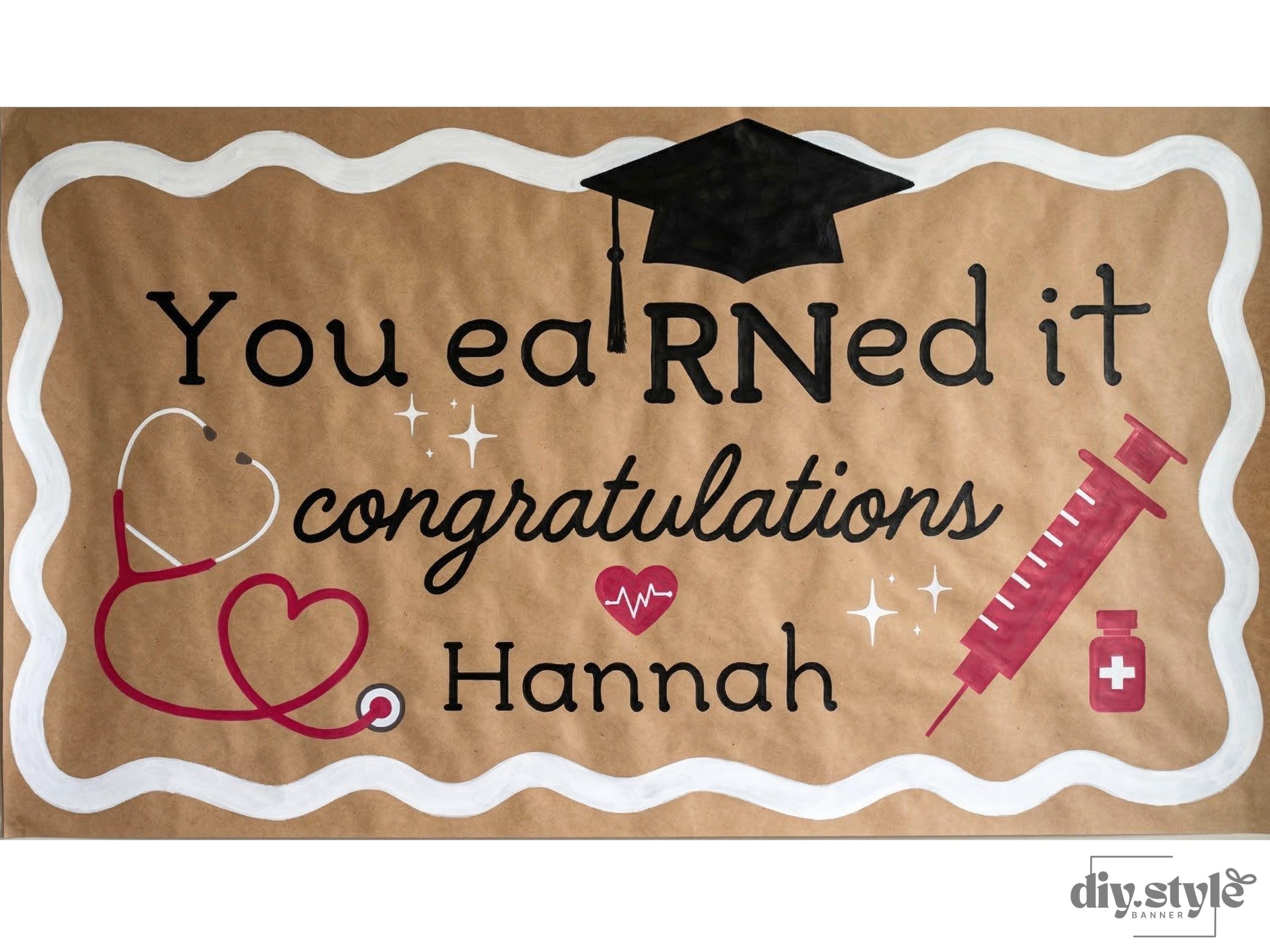 Printable Rn Sign RN Graduation Banner Editable Template, You Earned It Nurse Party ...