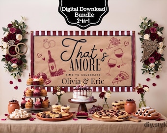 Banner "That's Amore", Despedida de soltera italiana en Amalfi, Letrero para despedida de solteros, Plantilla editable de Canva, Banner imprimible para pintar de 152 x 91 cm (5' x 3'), Banner imprimible de 183 x 61 cm (6' x 2')